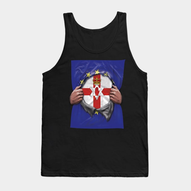 Northern Ireland Flag European Union Flag Ripped Open - Gift for Irish From Northern Ireland Tank Top by Country Flags